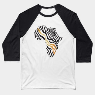 Africa Map Afrocentric Zebra Animal Print Baseball T-Shirt